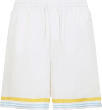 Casablanca Tennis Landscape Silk Shorts - Dames - Korte Broeken - Wit - M - Leer - Korte Broeken