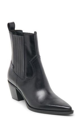 Dolce Vita Slim Pointed Toe Bootie in Black Leather at Nordstrom Rack, Size 6.5