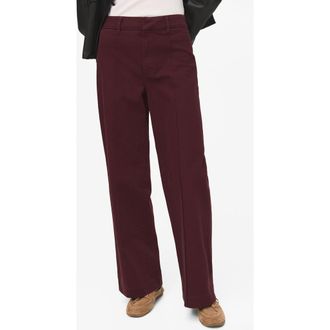 Mango High Waist Wide Leg Twill Pants in Wine at Nordstrom Rack, Size 0