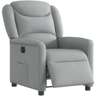 vidaXL Sill&oacute;n Reclinable El&eacute;ctrico Tela Gris Claro Vidaxl