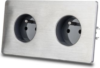 OEM Enchufe Doble El&eacute;ctrico De Acero Cepillado Gris