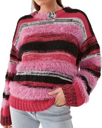 Pinko Antilope Gebreide Top - Dames - Ronde hals truien - Veelkleurig - XS - Wol - Truien & Vesten