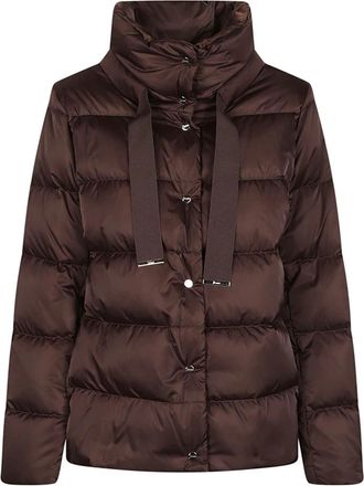 Herno Cape in Satin - Dames - Winterjassen - Bruin - L - Satijn - Jassen