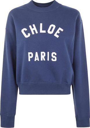 Chlo&eacute; Stijlvolle Ronde Hals Sweatshirt - Dames - Sweatshirts - Blauw - S - Hoodies & sweatvesten