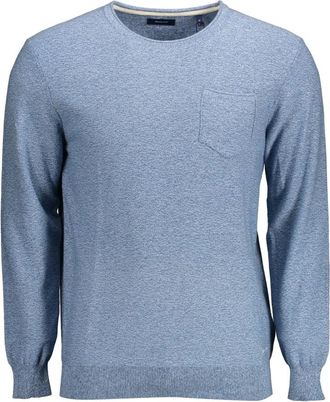 GANT Blauwe Trui met Lange Mouwen en Zak - Heren - Ronde hals truien - Blauw - XL - Truien & Vesten