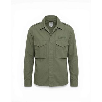 Aspesi Casual Shirts, male, Green, Size: S Cotton Military Shirt