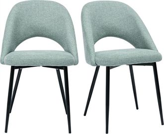 Miliboo Set De 2 Sillas Vintage De Tejido Efecto Aterciopelado Texturizado Verde Celad&oacute;n Y Metal Negro Cosette