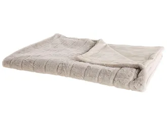 Beliani Coperta Di Plaid Decorativa Da Soggiorno 150 X 200 Cm Beige Labyar