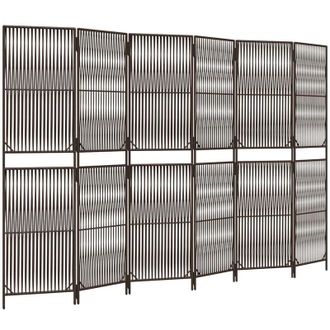 vidaXL Biombo De 6 Paneles Rat&aacute;n Sint&eacute;tico Marr&oacute;n Vidaxl