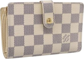 Louis Vuitton Pre-owned Damier Azur Canvas Portemonnee - Dames - Vintage Accessoires - Wit - ONE Size - Leer - Vintage