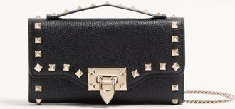 Valentino Garavani Portafoglio Con Catena Rockstud In Vitello Granato Donna NERO UNI