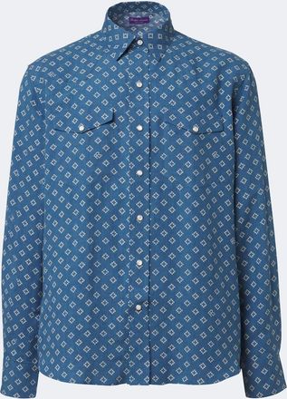 Ralph Lauren Purple Label Camicia in lino e seta con stampa