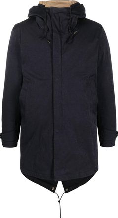 Ten c zip-up hooded coat - men - Polyamide/Polyester/Polyamide/Cotton/Duck Down - 46 - Blue