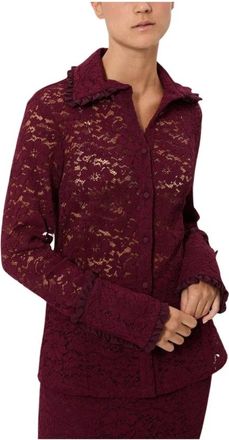 Pink Memories Top con pizzo - Dames - Overhemden - Rood - M - Overhemden