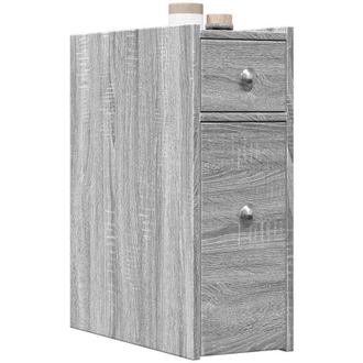 vidaXL Armadietto da Bagno Stretto con Ruote Grigio Sonoma Truciolato - Vidaxl