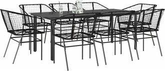 vidaXL Juego De Comedor Jard&iacute;n 9 Piezas Rat&aacute;n Polivin&iacute;lico Negro Vidaxl