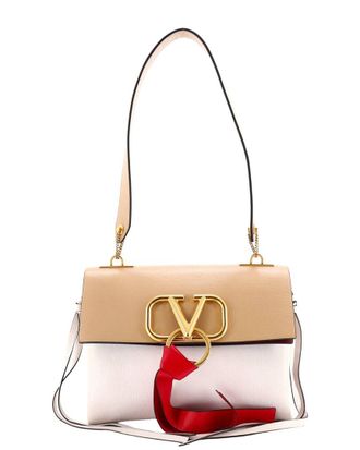 Valentino White Leather Vring Shoulder Bag Small (Authentic Pre-Loved)