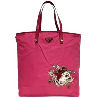 Prada Pre-owned Tote Bags, female, Pink, Size: ONE SIZE Pre-owned Leather Tote Bag
