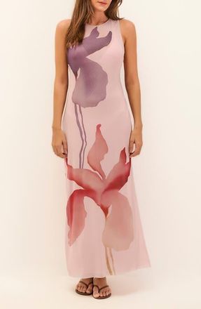 Vix Twist Floral Print Mesh Cover-Up Maxi Dress in Multi at Nordstrom, Size X-Small