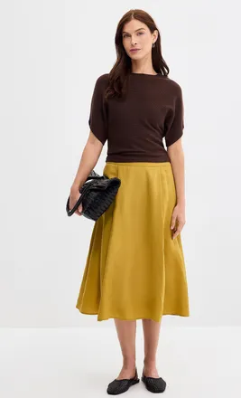 Contemporaine Womens Pleated waist flared maxi skirt