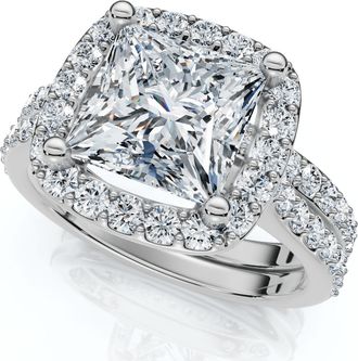 Pompeii3 Certified 2 3/4Ct Princess Cut Diamond Engagement Wedding Ring Set 14k Lab Grown