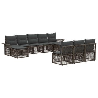 vidaXL Conjunto De Sof&aacute;s De Jard&iacute;n 10 Pcs Gris Rat&aacute;n Sint&eacute;tico Vidaxl
