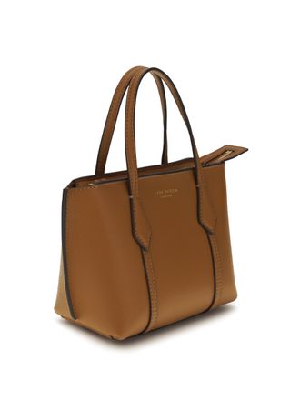Tory Burch Womens Mini Perry Tote Bag Autumn Brown Calf Leather Bos Taurus Shoulder