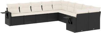 vidaXL Vidaxl - Set De Sof&aacute;s De Jard&iacute;n 10 Pzas Cojines Rat&aacute;n Sint&eacute;tico Negro