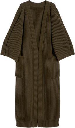 Max Mara Groene Trui met Zakken - Dames - Lange truien - Groen - XS - Wol - Truien & Vesten
