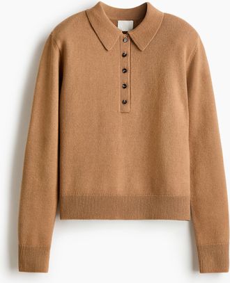 H&M Polopullover mit Schulterpolstern - Beige