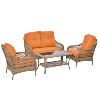 OUTSUNNY Set Mobili Da Giardino 2 Poltrone Divano 2 Posti E Tavolo