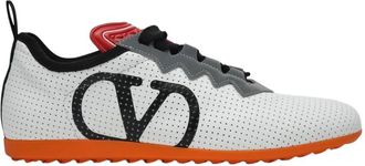 Valentino Garavani Schoenen, Dames, Wit, 35 1/2 EU, Leer, Open Sneakers Perforated Leather