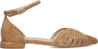 Notre-V Schoenen, Dames, Bruin, 39 EU, Leer, Elegante Kamel Sandalen voor de Zomer