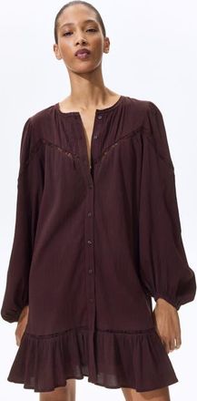 H&M Cotton Tunic Dress in Dark Brown at Nordstrom, Size X-Small