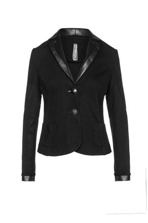 Móveis Conquista Womens Black Fitted Jacket with Faux Leather Detail - Size EU 38 (Womens)