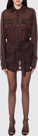 Saint Laurent Mini abito chemisier in seta biologica con cintura in vita