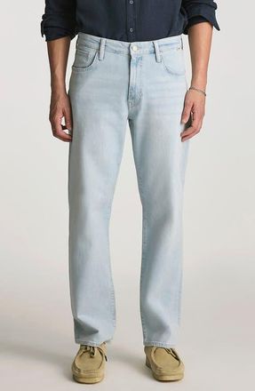 Mavi Marlon Relaxed Straight Leg Jeans in Bleached Ocean Blue at Nordstrom, Size 34 X 32