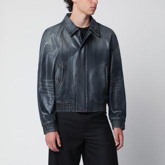 Burberry Giacca aviator in denim spalmato blu medio
