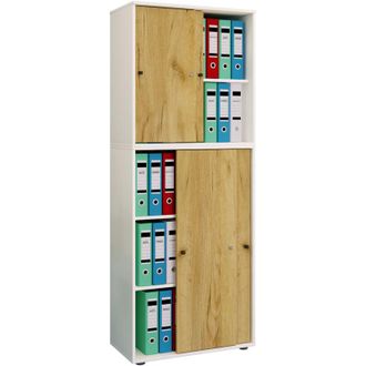 ebuy24 Armario De Oficina Vcm Con 5 Compartimentos Armario De Archivo Moderno Con Puertas Correderas Dimensiones Aprox. B. 70 X Al. 184 X T. 37 Cm - Comparti
