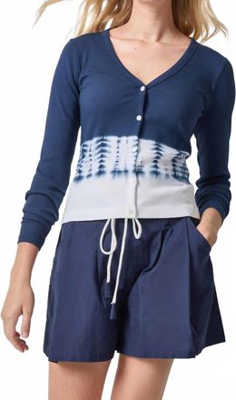 Lilla P Bamboo Dye V Neck Cardigan In Blue