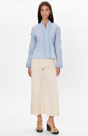 Rebecca Taylor Lorelai Embroidered Shirt in Chambray at Nordstrom, Size X-Small