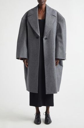Thom Browne Melton Wool Cocoon Coat in Dark Grey at Nordstrom, Size 10 Us