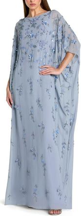 Mac Duggal Embellished Mesh High Neck Trapeze Dress in Powder Blue at Nordstrom, Size 10