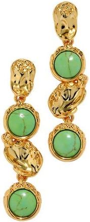 Alexis Bittar Brut Reconstituted Turquoise Coin Linear Drop Earrings in Green/Gold at Nordstrom Rack