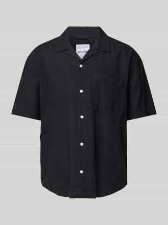 Only & Sons Relaxed Fit Freizeithemd aus Baumwoll-Leinen-Mix Modell CAIDEN in Black, Gr&ouml;&szlig;e XL