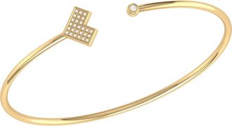 LuvMyJewelry Home One Way Diamond Cuff Bracelet - 0.1ct. in 14Kt Gold Vermeil On Sterling at Nordstrom Rack