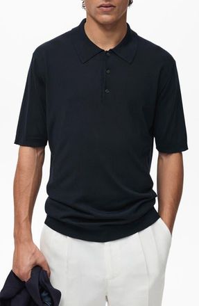 Mango Fine Knit Polo in Navy at Nordstrom, Size Small