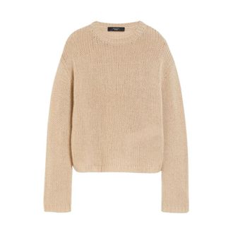 Max Mara Rondgebreide trui - Dames - Ronde hals truien - Beige - M - Truien & Vesten