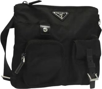 Prada Pre-owned Cross Body Bags, female, Black, Size: ONE SIZE Pre-owned Vintage Nylon Waist Bag