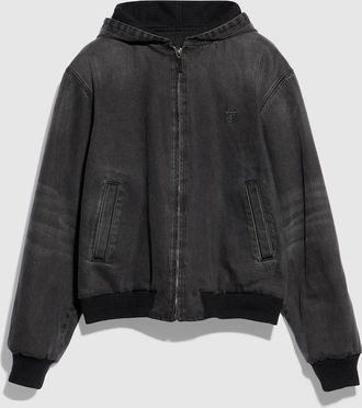 Gucci Reversible Cotton Denim Zip Jacket, Size 48 IT, Black
